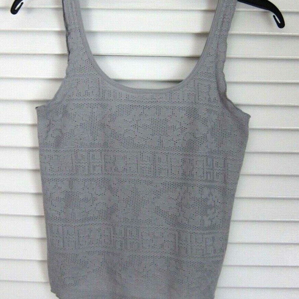 Topshop Gray Perforated Jersey Mesh Pattern Tank Top Shirt in Gray sz US 2